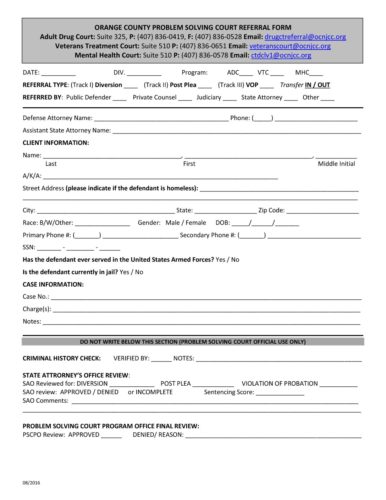 Problem Solving Court Referral Form - Bryce A. Fetter